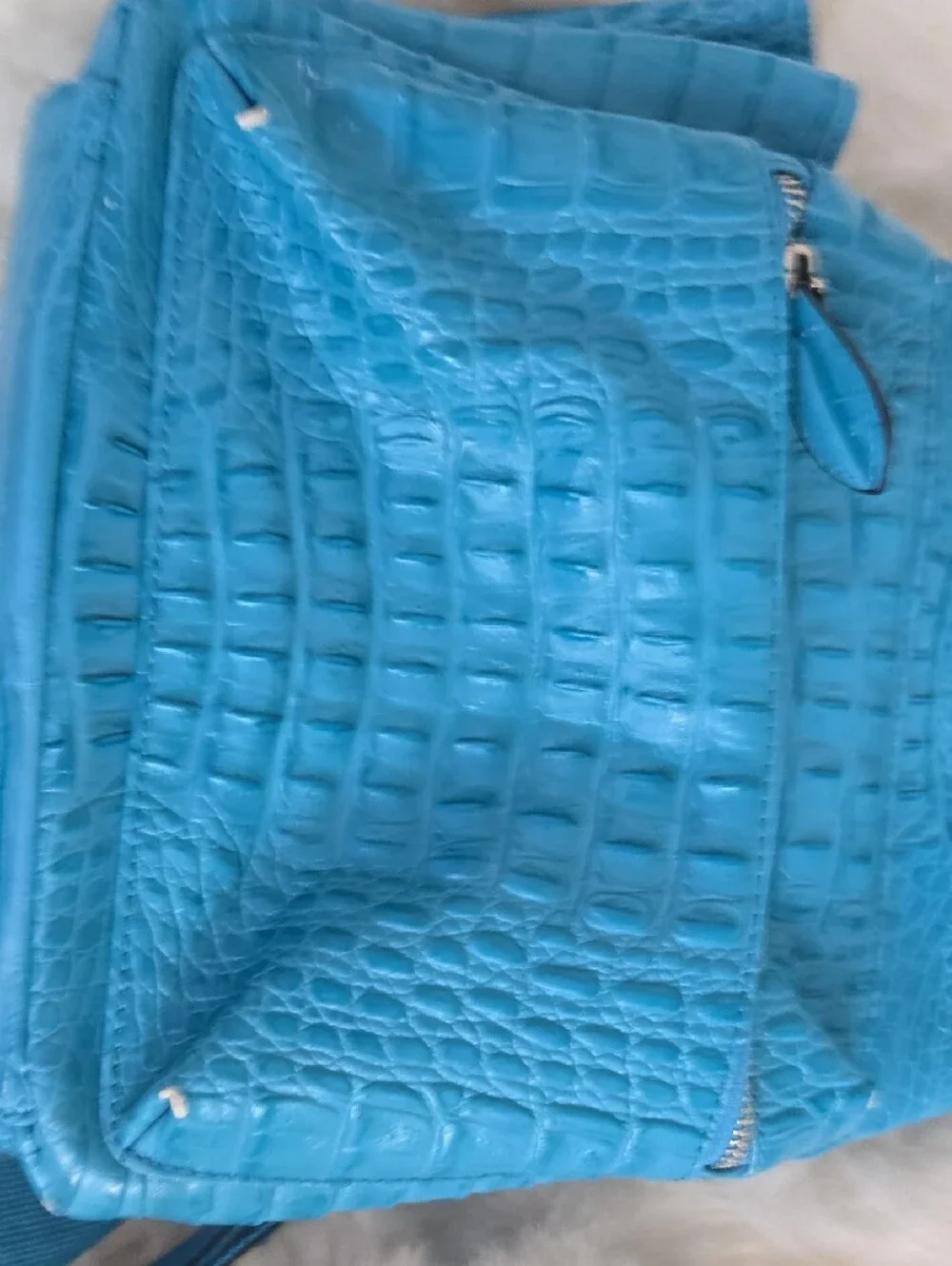 Women's Teal Croc-Embossed Sling Backpack